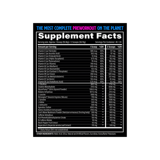 BZRK OVERDRIVE PRE-WORKOUT (40 SERVINGS) | BLACK MAGIC