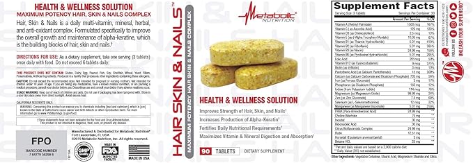 Hair Skin And Nails 90 Caps | Metabolic Nutrition