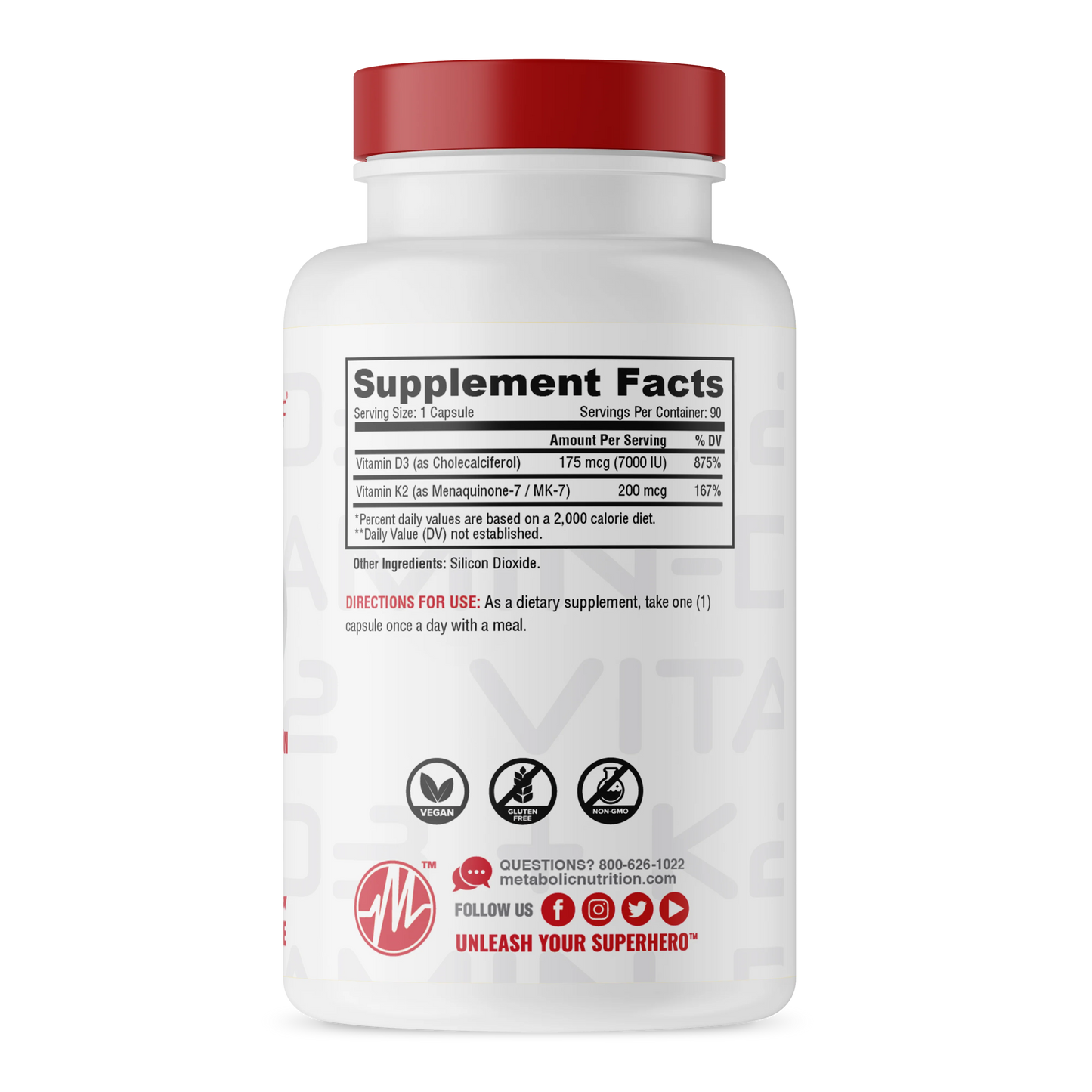 Vitamina D3+K2 90caps | Metabolic Nutrition