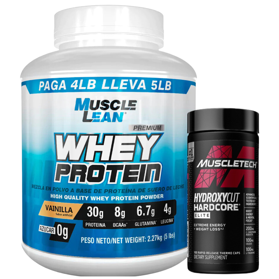 COMBO DE DEFINICIÓN: Whey Protein MuscleLean 5LB + Hydroxycut Hardcore Elite