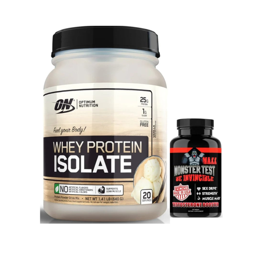 COMBO MASA MUSCULAR MAGRA + PROMOTOR DE TESTOSERONA: Proteina Isolate ON + MonsterTes Maxx 90 Caps